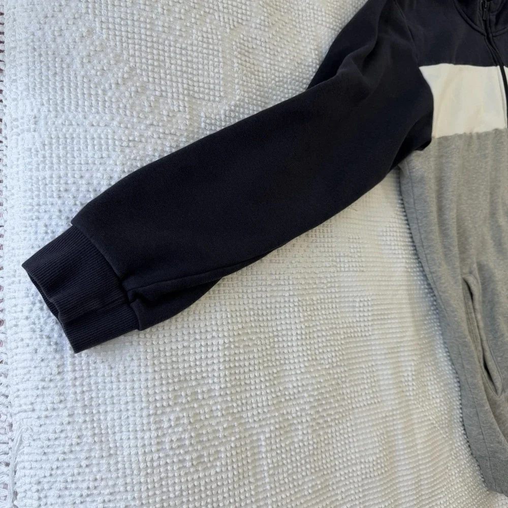Adidas Sweatshirt Hooded Quarter-Zip White/ Gray/ Navy Mens XL HR6093